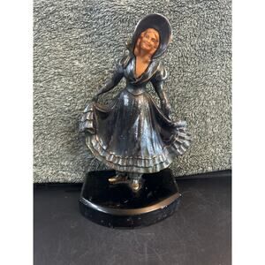 1930s JB Hirsch Cold Painted French Bronze Figure on Marble Pleased to Meet You